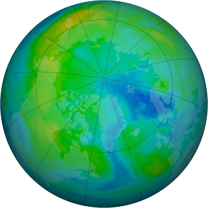 Arctic ozone map for 19 October 2001